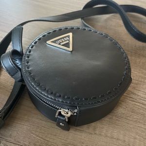 GUESS Black Round Leather Crossbody Bag